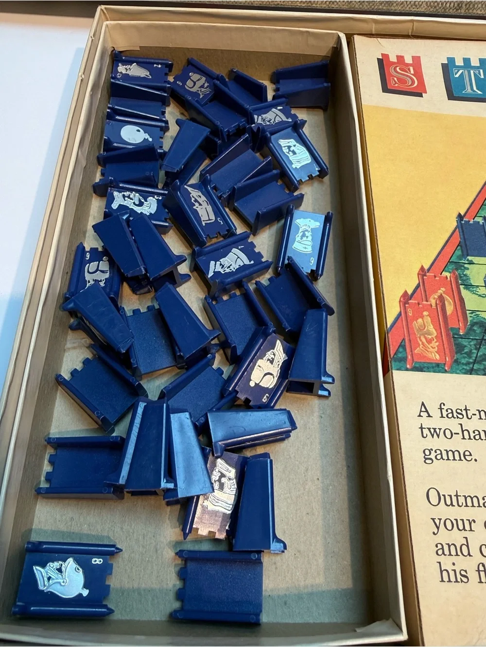 Vintage Stratego Board Game 4916  Milton Bradley VTG 1961 - missing 1 blue token